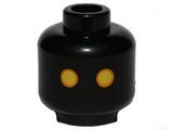 Black Minifig, Head Alien with SW Jawa, Yellow Eyes with Orange Rim Pattern - Stud Recessed