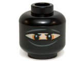 Black Minifigure, Head Balaclava with Eye Hole Narrow, Black Eyes and Eyebrows Pattern - Hollow Stud