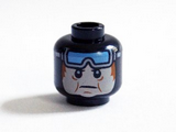 Black Minifig, Head Balaclava, Light Bluish Gray Face with Puffy Cheeks and Blue Goggles Pattern - Stud Recessed
