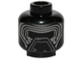 Black Minifig, Head Alien Mask with Silver Lines Pattern (SW Kylo Ren) - Stud Recessed
