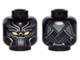 Black Minifig, Head Mask Body Armor with Gray and Silver Intersecting Lines and Yellow Eyes Pattern - Stud Recessed