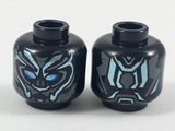 Black Minifig, Head Mask Metallic Blue and Dark Bluish Gray Details, Blue Eyes Pattern