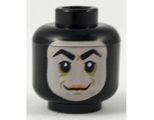 Black Minifigure, Head Balaclava with Face Hole, Thick Arched Eyebrows and Smirk Pattern (Screenslaver) - Hollow Stud