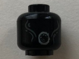 Black Minifigure, Head Alien with Light Bluish Gray Cheek Lines and Round Mouth Pattern (Dementor) - Hollow Stud