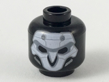 Black Minifigure, Head Mask White and Light Bluish Gray Skull Pattern - Hollow Stud