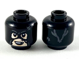 Black Minifigure, Head Balaclava with Light Nougat Face, Smile Missing Tooth Pattern - Hollow Stud