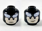 Black Minifigure, Head Dual Sided Balaclava, Large White Goggles, Light Nougat Face, Neutral / Grin Pattern - Hollow Stud