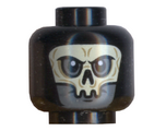 Black Minifigure, Head Alien with White HP Death Eater Skull Mask Pattern - Hollow Stud