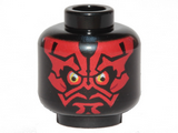 Black Minifigure, Head Alien with SW Darth Maul, Red Face, Neutral Pattern - Hollow Stud