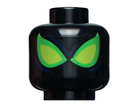 Black Minifigure, Head Alien with Spider-Man Large Bright Green and Lime Eyes and Dark Blue Lines Pattern - Hollow Stud