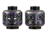 Black Minifigure, Head Mask Pearl Dark Gray and Dark Purple Details, White Eyes Pattern - Hollow Stud