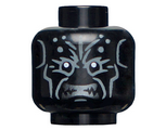 Black Minifigure, Head Alien with Silver Fangs and Gray Highlights Pattern - Hollow Stud