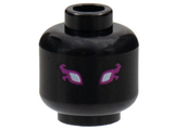 Black Minifigure, Head White Eyes with Magenta Flame Outlines Pattern - Hollow Stud