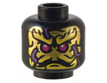 Black Minifigure, Head Alien Magenta Eyes, Gold and Yellow Face, and Dark Purple Ink Lines Pattern - Hollow Stud