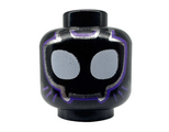 Black Minifigure, Head Alien Mask with White Eyes and Silver and Dark Purple Outlines Pattern - Hollow Stud