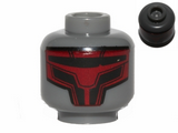 Dark Bluish Gray Minifig, Head Alien with Dark Red Sith Mask Pattern (SW Darth Revan) - Stud Recessed