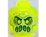 Trans-Neon Green Minifigure, Head Alien Ghost with Yellowish Green Face, Slime Mouth and Flames in Back Pattern - Vented Stud