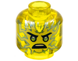 Trans-Yellow Minifigure, Head Tan and Silver Energy Face, Silver Eyes, Scowl Pattern - Vented Stud