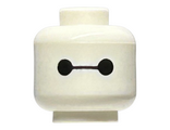 White Minifigure, Head Alien with Black Eyes and Connecting Line Pattern (Baymax) - Vented Stud
