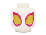 White Minifigure, Head Large Magenta and Gold Eyes Pattern - Vented Stud