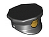 Black Minifig, Headgear Hat, Police with Gold Badge (printed) Pattern