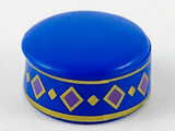 Blue Minifigure, Headgear Kufi with Gold Bands, Gold and Medium Lavender Diamonds Pattern