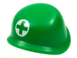 Green Minifigure, Headgear Helmet Army with Cross in White Circle Pattern (Medic)