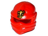 Red Minifig, Headgear Ninjago Wrap with Gold Asian Character Pattern (Kai)