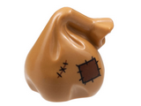 Medium Nougat Minifigure, Utensil Sack / Bag with Handle with Dark Brown Patch and Mend Pattern