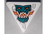 White Road Sign 2 x 2 Triangle with Open O Clip with Dark Turquoise Skull Breathing Flames with Orange and Yellow Eyes Pattern (Sticker) - Set 71747