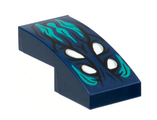 Dark Blue Slope, Curved 2 x 1 x 2/3 with 4 White Eyes, Dark Turquoise Hair Pattern