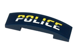 Dark Blue Slope, Curved 4 x 1 x 2/3 Double with Bright Light Yellow and White 'POLICE' on Dark Blue Background Pattern (Sticker) - Set 60274