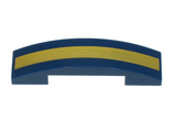 Dark Blue Slope, Curved 4 x 1 x 2/3 Double with Gold Thick Stripe Pattern