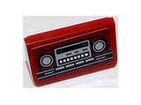 Dark Red Slope 30 1 x 2 x 2/3 with Silver Car Radio and Tape Deck on Dark Red Background Pattern (Sticker) – Set 10304