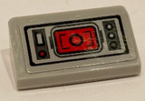 Light Bluish Gray Slope 30 1 x 2 x 2/3 with Control Panel with Buttons and Red Target Screen Pattern (Sticker) - Set 75201