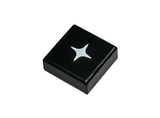Black Tile 1 x 1 with Groove with White Sparkle / Star Pattern
