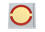 Light Bluish Gray Tile 6 x 6 with Bottom Tubes with Dark Red SW Semicircles on Tan Circle (Open Circle Fleet) Pattern (Sticker) - Set 75367