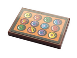 Reddish Brown Tile 2 x 3 with Multicolor Bottle Caps on Orange Background Pattern (Sticker) - Set 21324