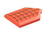 Red Tile, Modified 2 x 3 Pentagonal with Black Curved Lines / Spider Web Pattern