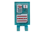 Trans-Light Blue Tile, Modified 2 x 3 with 2 Clips with White Folder on Monitor and Red 'DANGER' Pattern (Sticker) - Set 76113