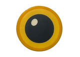 Bright Light Orange Tile, Round 2 x 2 with Bottom Stud Holder with Yellow Eye, Black Pupil and White Glint Pattern