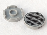 Light Bluish Gray Tile, Round 2 x 2 with Bottom Stud Holder with Fine Mesh Grille Manhole Cover Pattern
