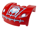 Red Vehicle, Mudguard 3 x 4 x 1 2/3 Curved Front with White Headlights, Spider and Web with Medium Azure Outline Pattern