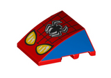 Red Wedge 4 x 3 No Studs with Web, Black Spider and Yellow Eyes Pattern
