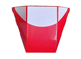 Red Wedge 4 x 3 Triple Curved No Studs with White Half Circle from Side to Side Pattern