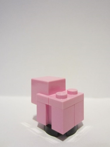 lego 2021 animal minepig02b Pig Bright Pink, Minecraft Pig, Baby (Plain Snout) - Brick Built 
