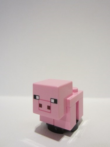 lego 2021 animal minepig02b Pig Bright Pink, Minecraft Pig, Baby (Plain Snout) - Brick Built 