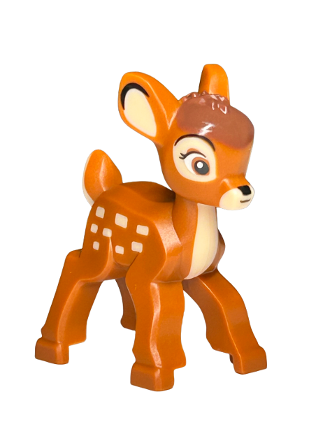 lego 2023 animal 104729pb01 Deer Dark Orange, Tan Markings and Spots, Reddish Brown Crest, Black Eyebrows, Eyelashes and Nose Pattern (Bambi) 