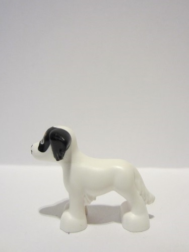 lego 2023 animal 3168pb02 Dog White, Friends, Shaggy Fur, Ears, and Tail with Black Ears and Nose, Stripe on Forehead, Medium Nougat Eyes and Eyebrows Pattern (Daisy) 