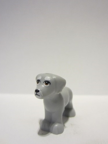 lego 2023 animal 3168pb04 Dog Light Bluish Gray, Friends, Shaggy Fur, Ears, and Tail with Black Nose and Eyelids, White Muzzle and Eyebrows and Medium Nougat Eyes Pattern 